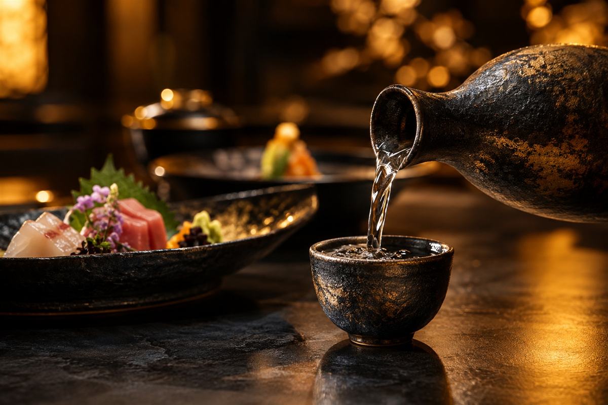 徳利から注がれる日本酒